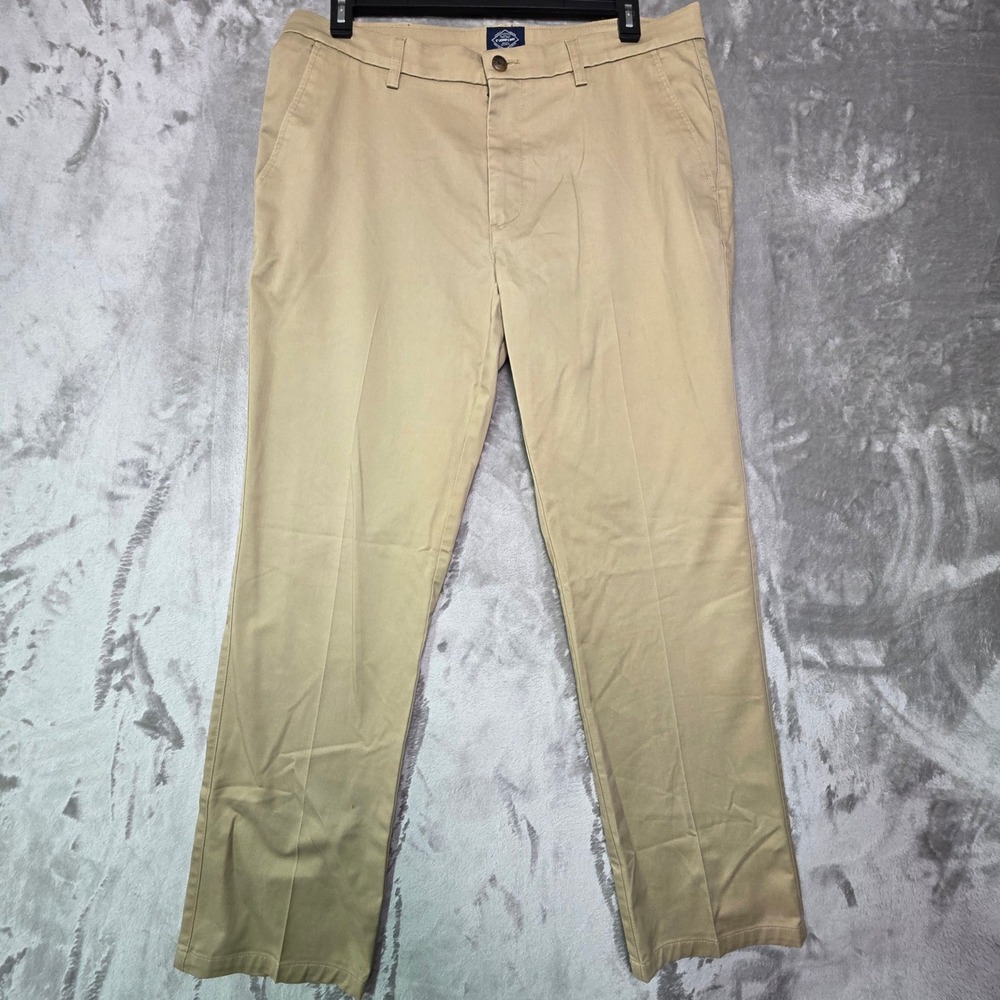 St Johns Bay Mens Iron Free Chino Pants Khaki Tan Straight Leg 36x32